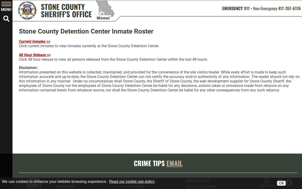 Stone County released inmates roster choice